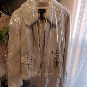 S faux shearling cream jacket